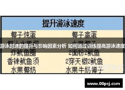 游泳时速的提升与影响因素分析 如何通过训练提高游泳速度